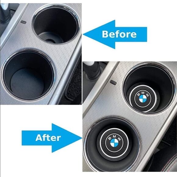 BMW cup Coasters in black with logo. Set of 2 NWT - Picture 6 of 9